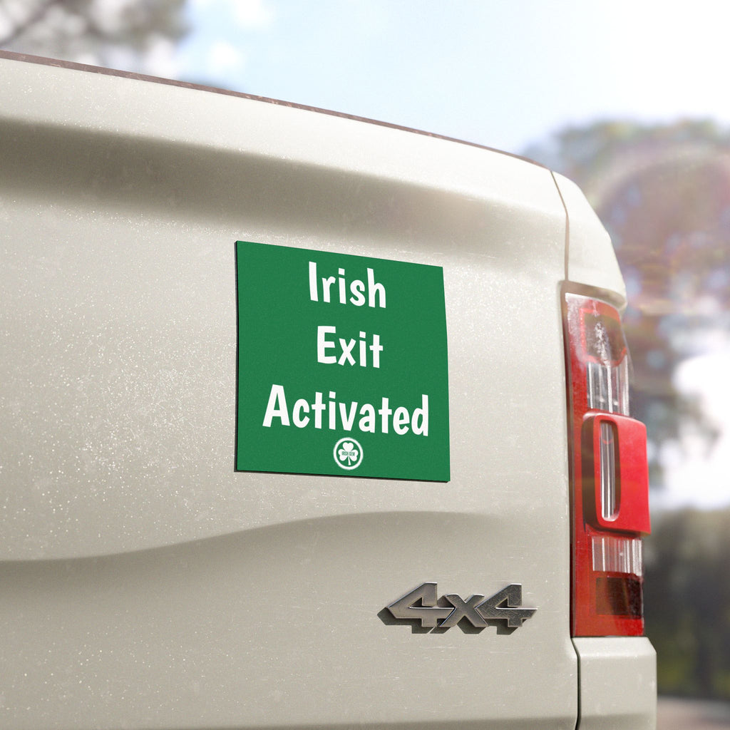 Car Magnet — "Irish Exit Activated" Green Shamrock St. Patrick’s Day Party Decal